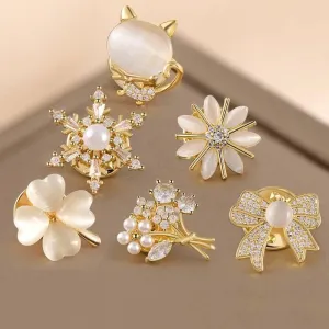 Simple Style Classic Style Pin Flower Alloy Inlay Zircon Women's Brooches