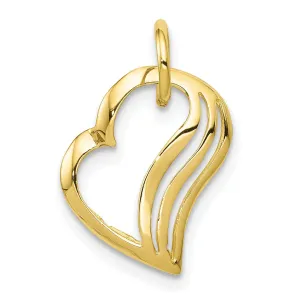 Solid 10k Yellow Gold Slide Heart Pendant