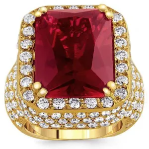 Solid Yellow Gold Mens Ruby Ring 18 Ctw