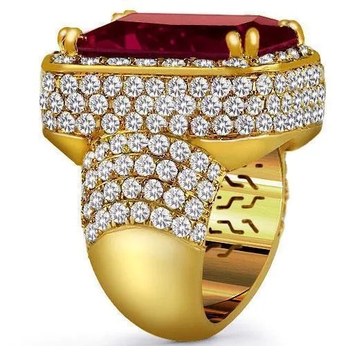 Solid Yellow Gold Mens Ruby Ring 18 Ctw