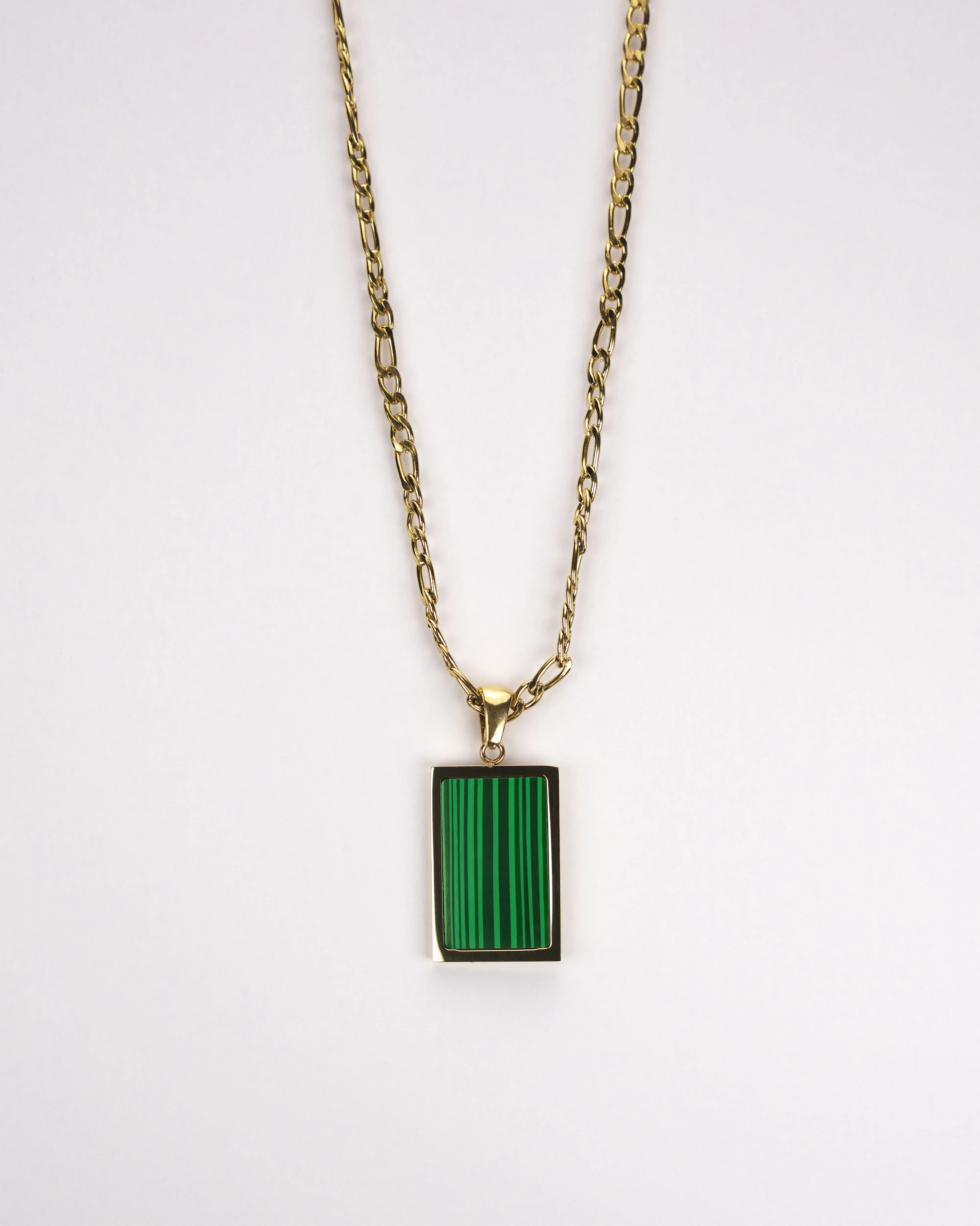 Square Natural Gemstone Pendant Necklace