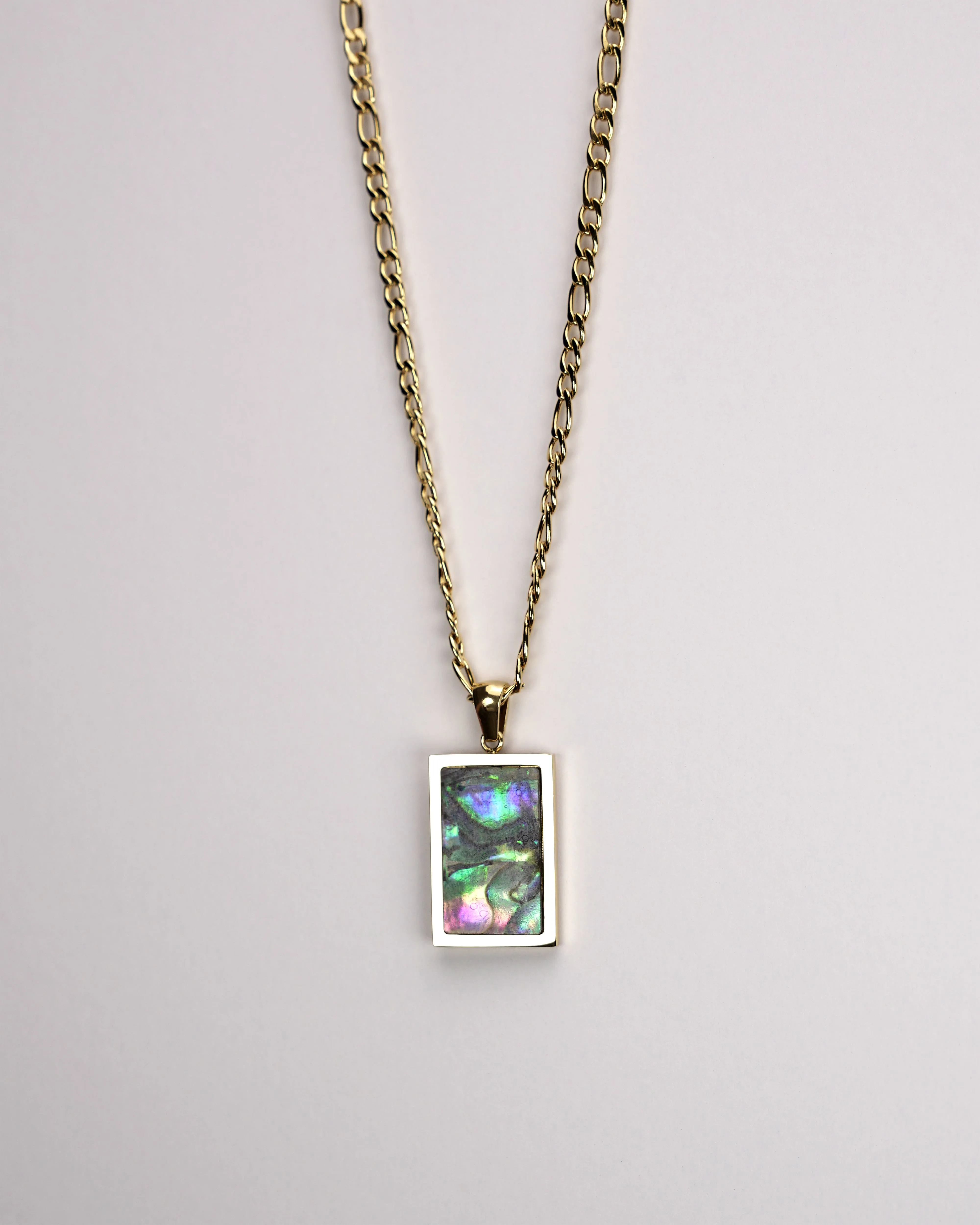 Square Natural Gemstone Pendant Necklace