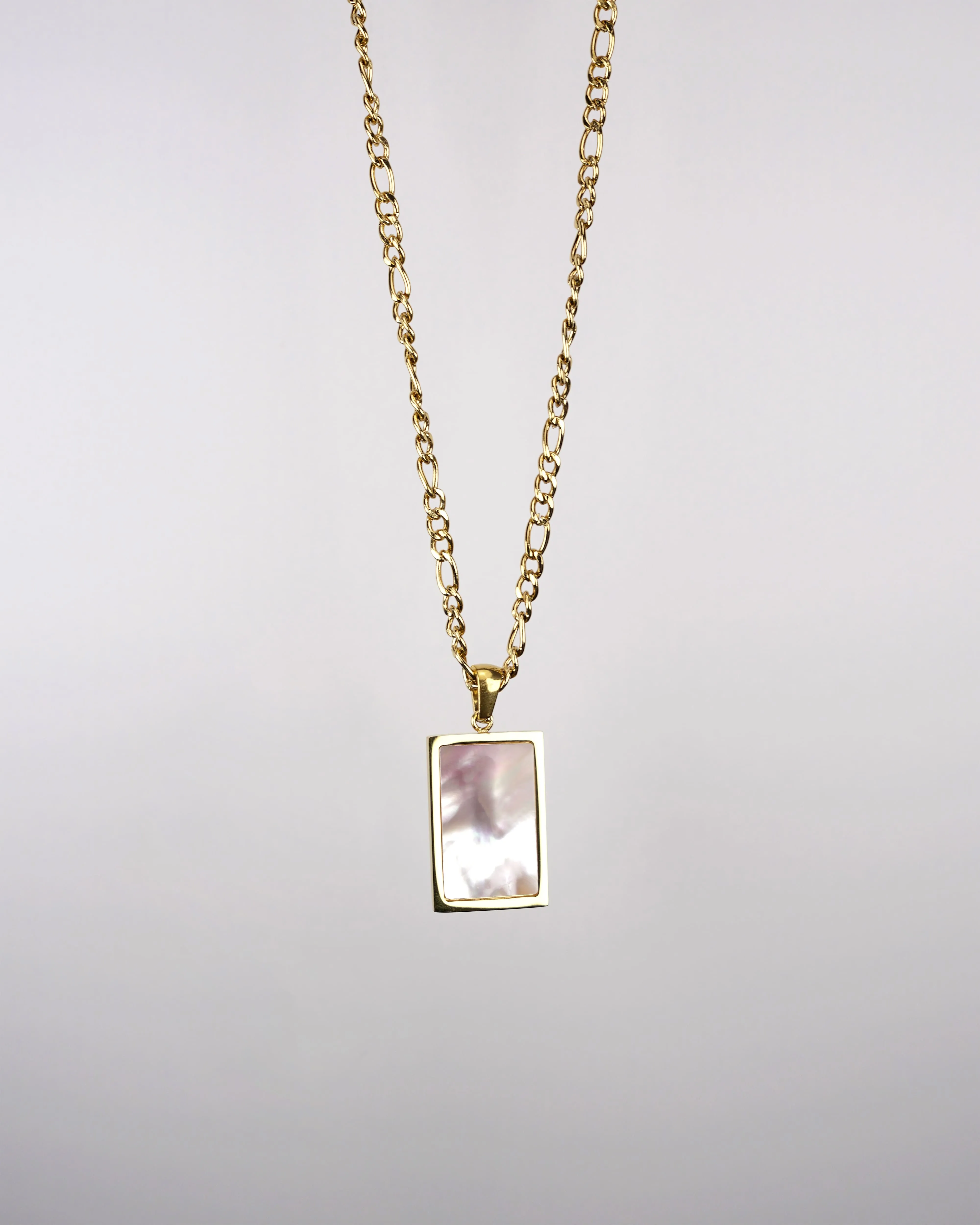 Square Natural Gemstone Pendant Necklace