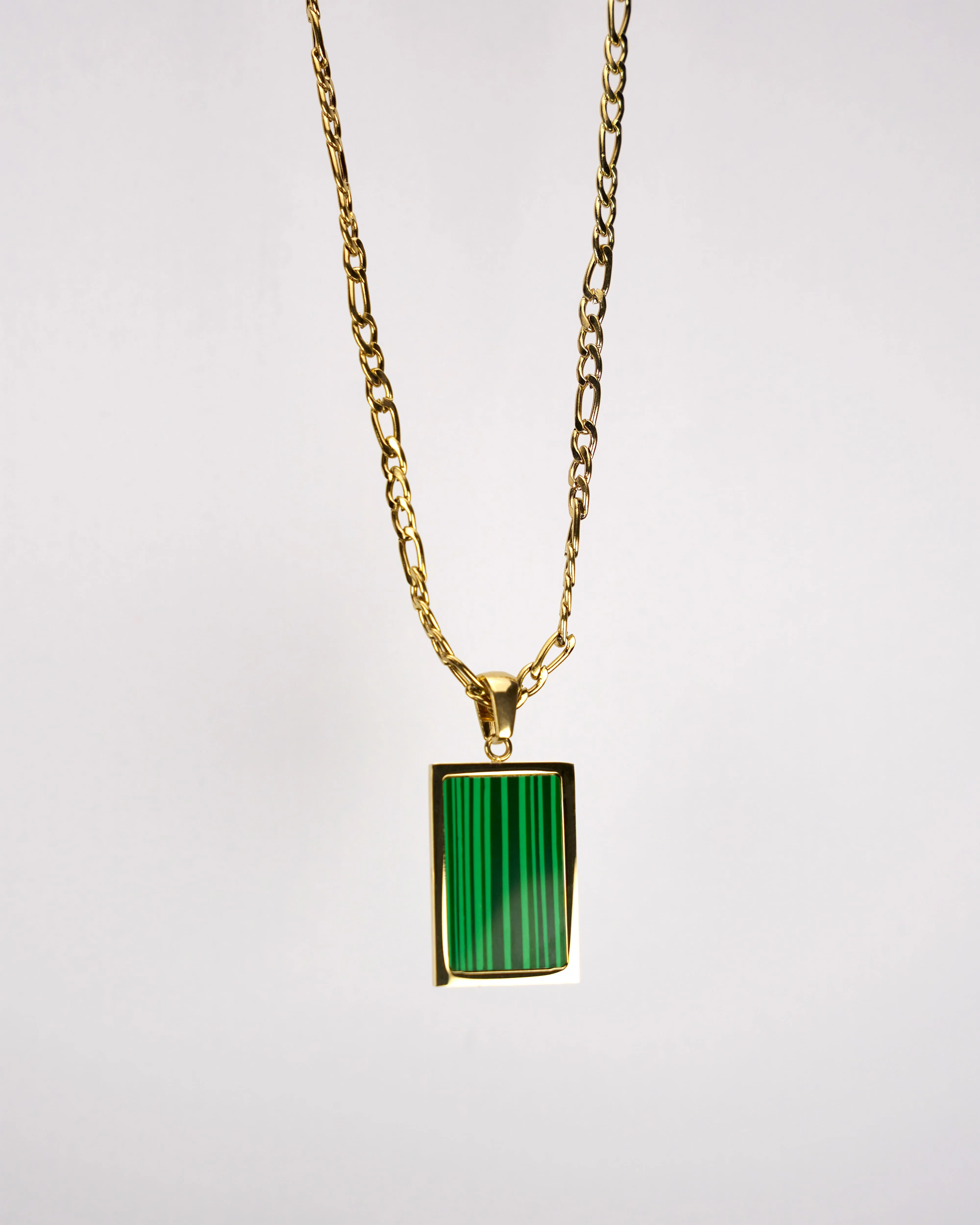 Square Natural Gemstone Pendant Necklace