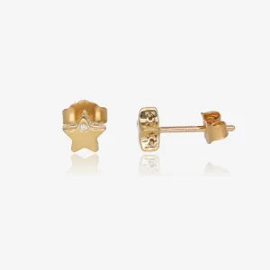 Stars Like Diamonds In The Night Sky Yellow Gold Stud Earrings