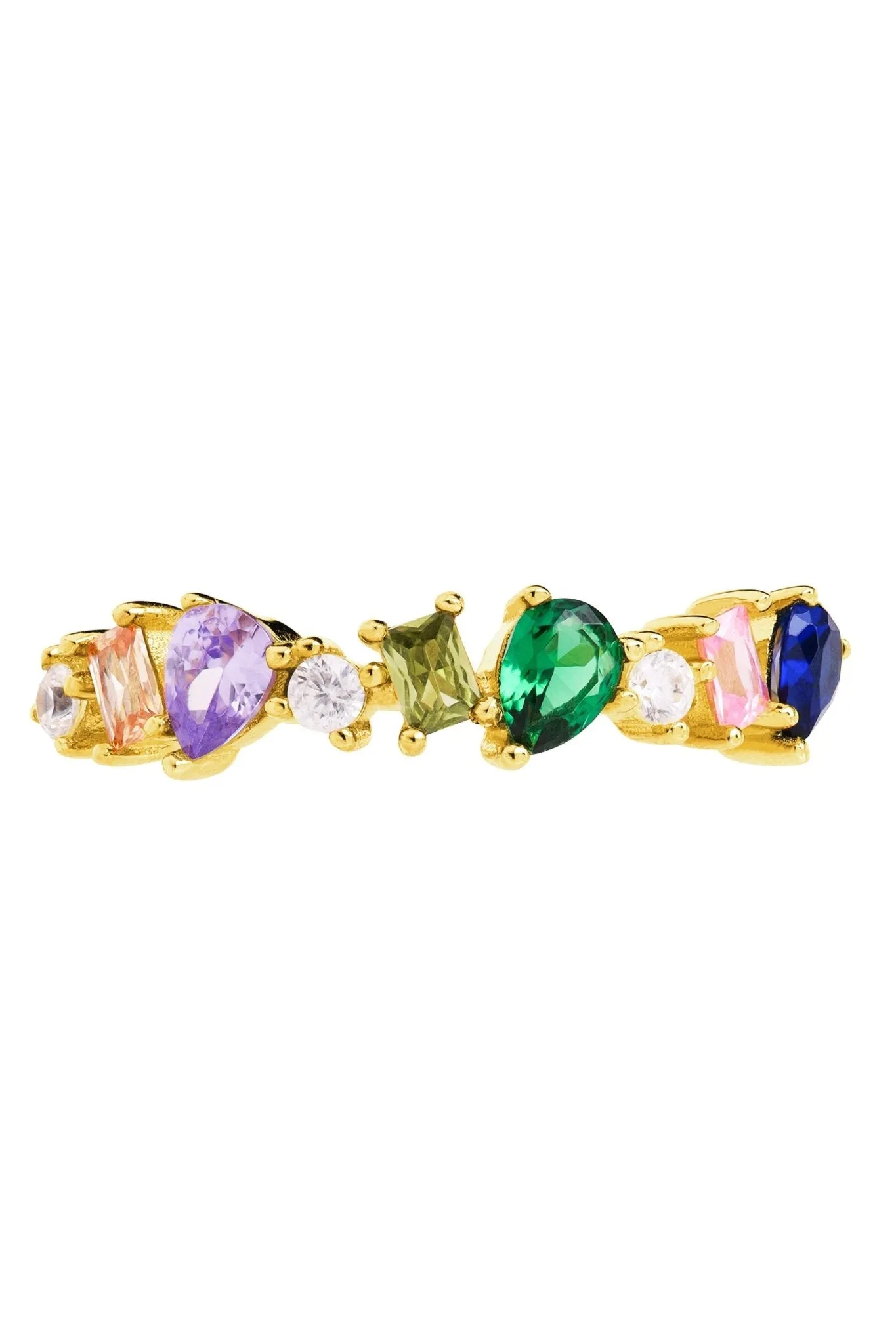 Sterling Silver Multi-Colour Mixed Cut Cubic Zirconia Band Ring