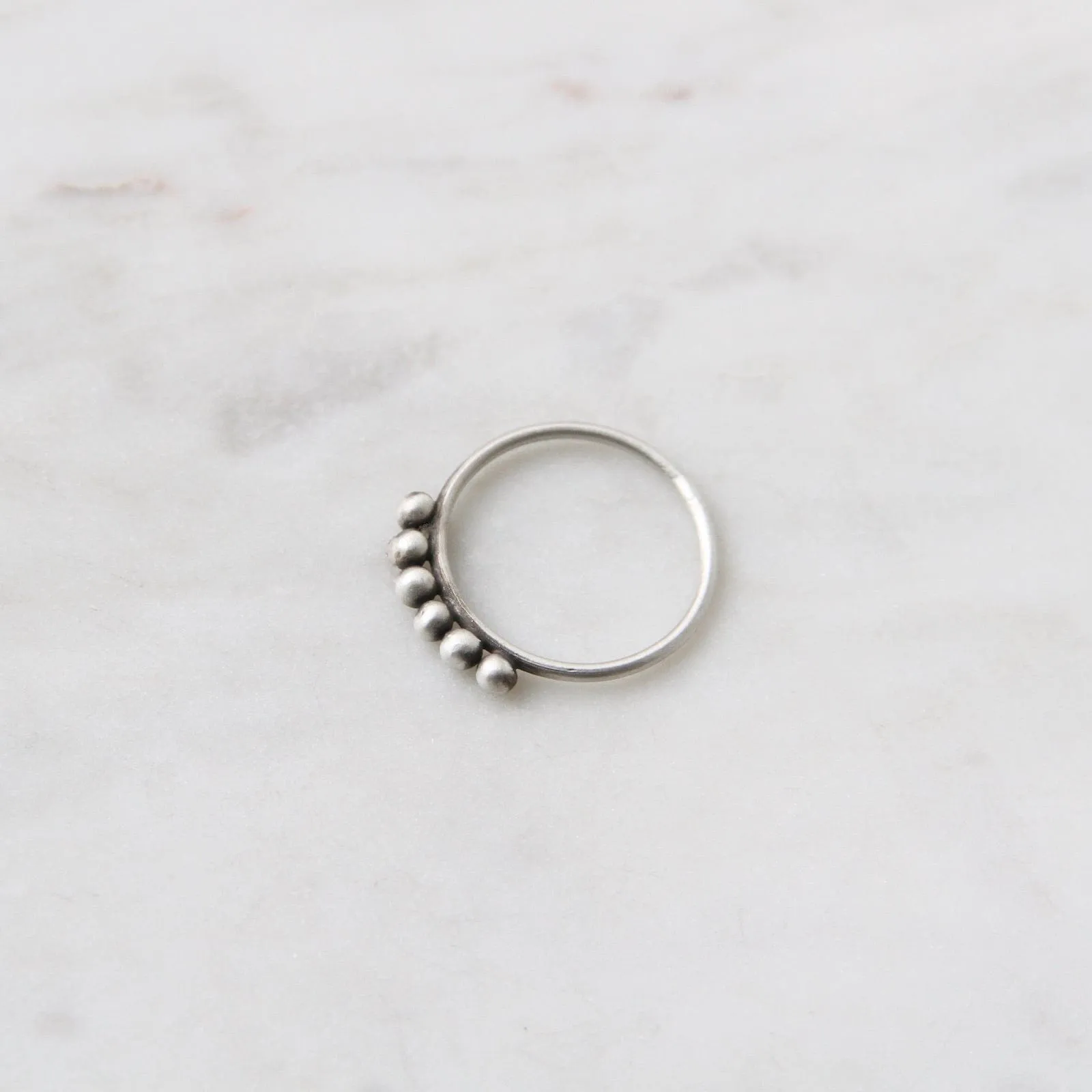 Sterling Silver Six Granulated Ball Stacking Ring