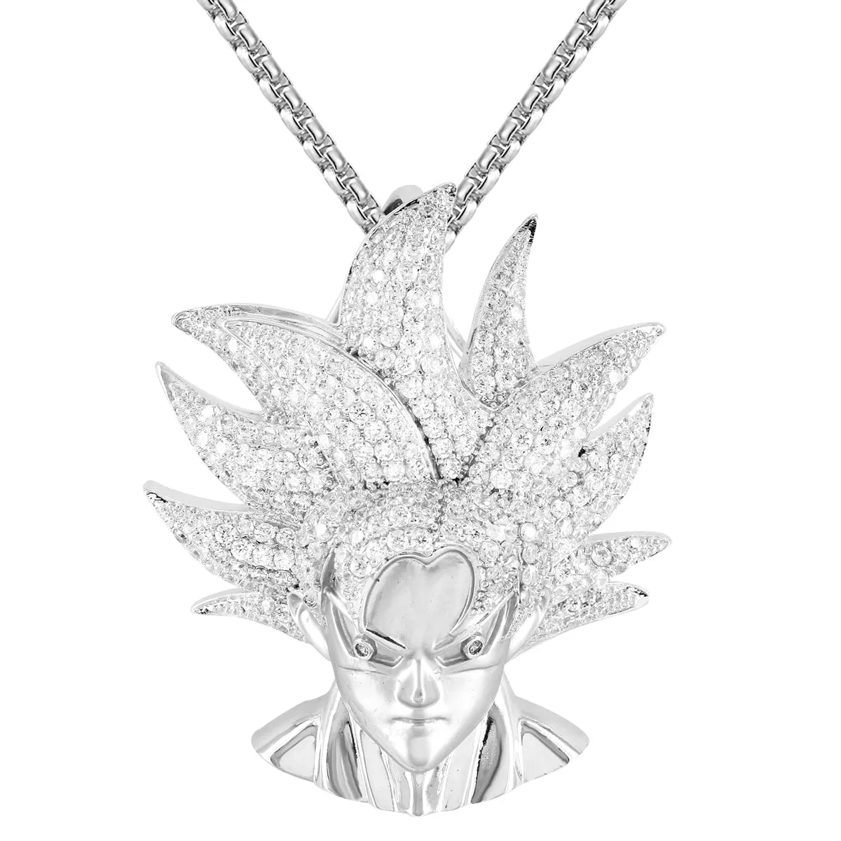 Sterling Silver Super Saiyan Goku Vegeta Face Character Pendant