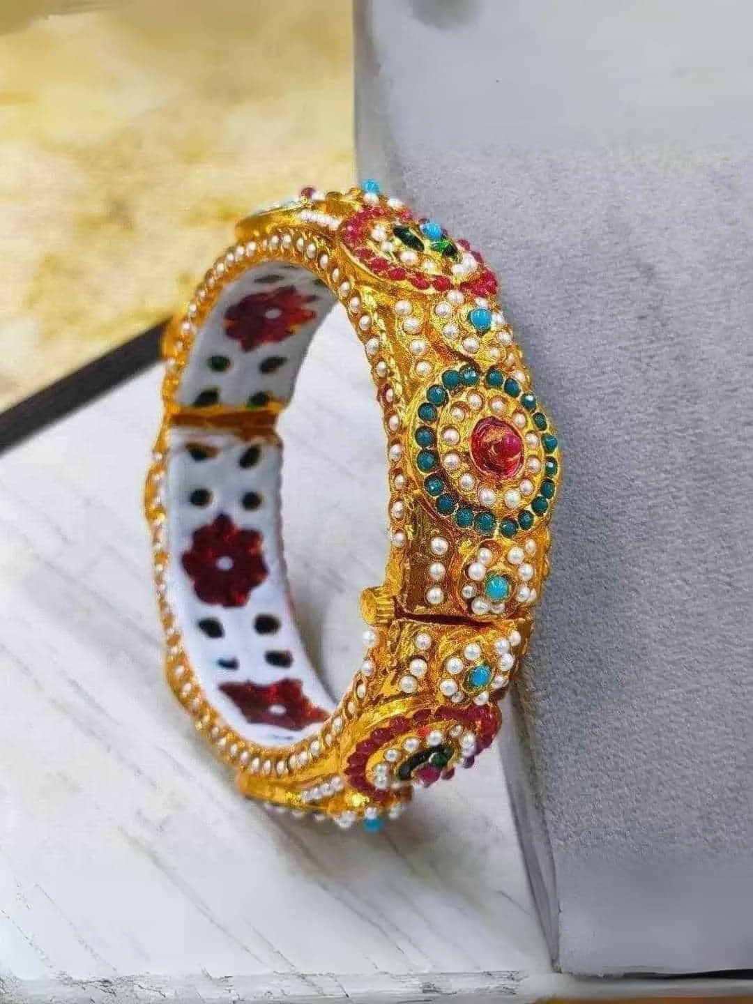 Studded Pearls In Multi Color Meenakari Bangles