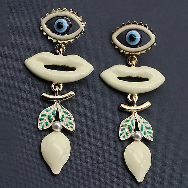 TEEK - Enchanted Eye Enamel Lemon Lipstick Earrings