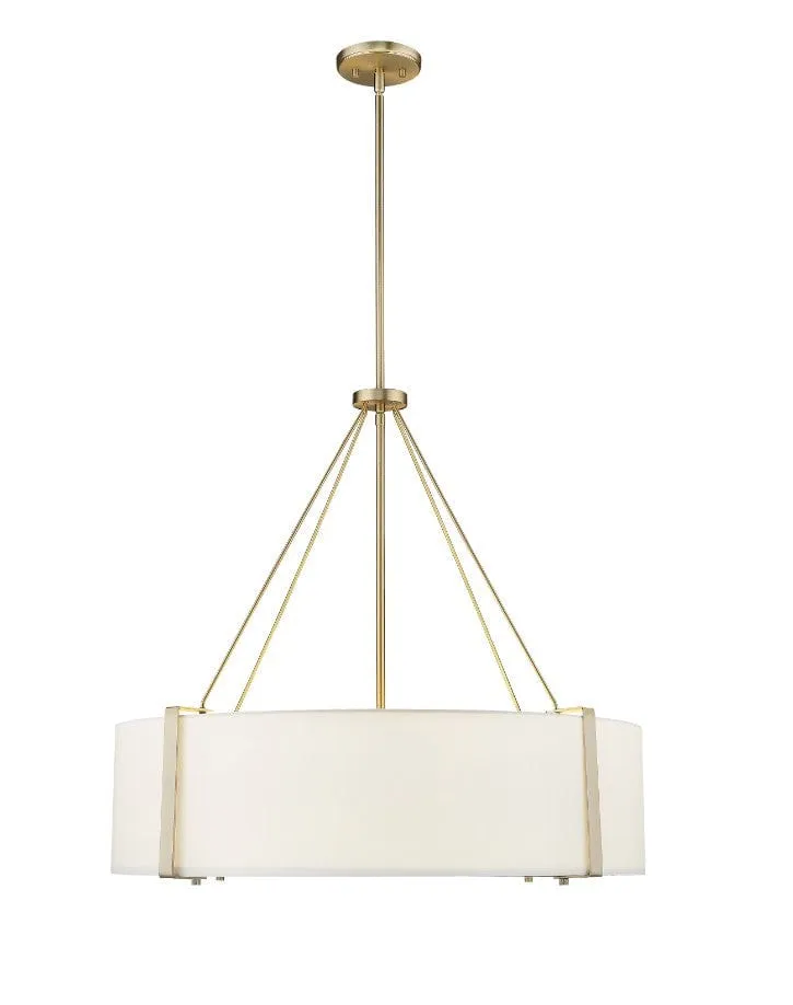 Telfar Pendant - Modern Gold / White - White Glass - 30in. Diameter - E26 Medium Base