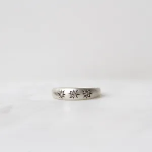 Three Star Set Diamond Band in Sterling Silver