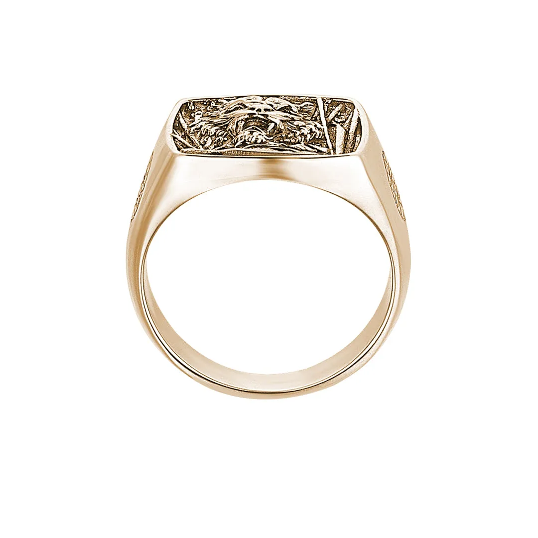 Tiger Cushion Ring in Gold