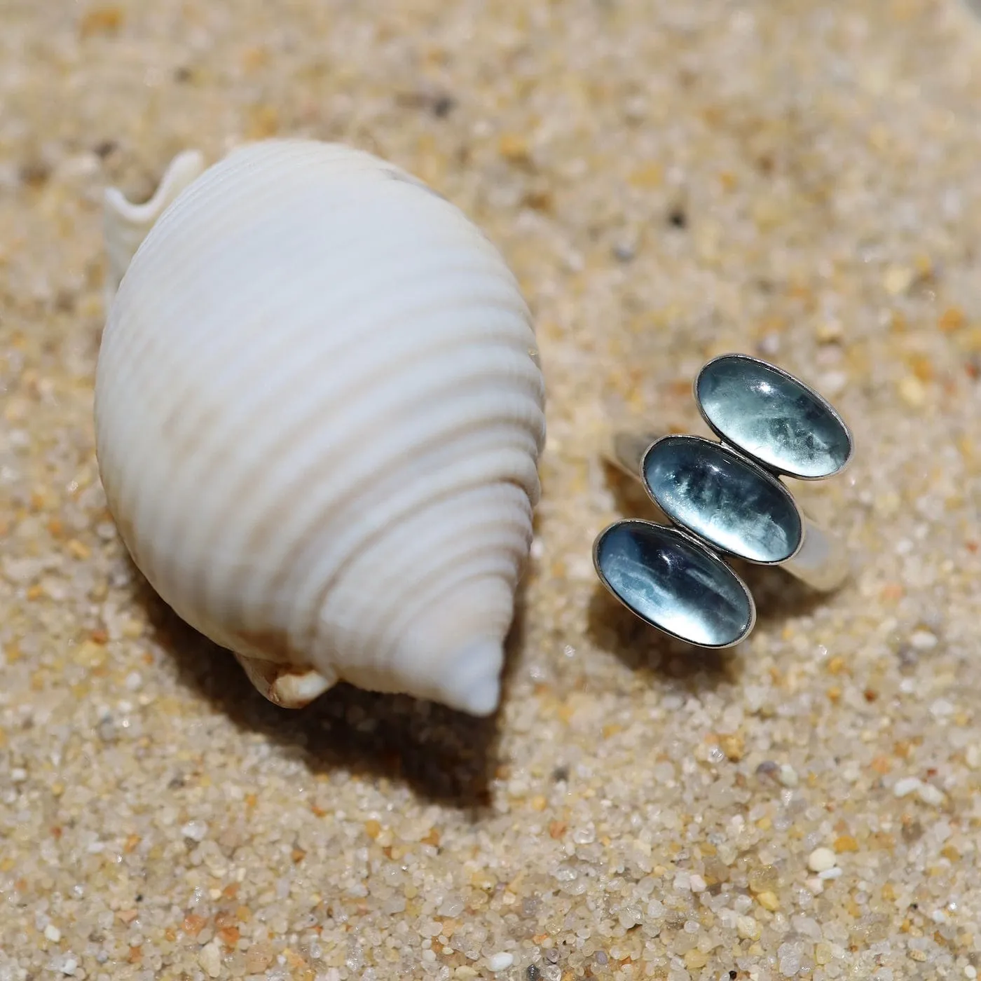 Triple Apatite Glowing Oval Cabochon Ring