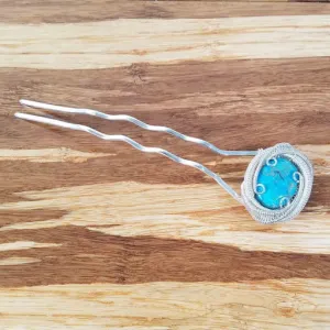 Turquoise Hair Pin & Wire Wrapped Hair Fork