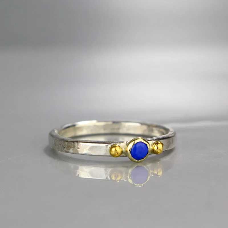 Turquoise Lapis Silver Stacking Ring