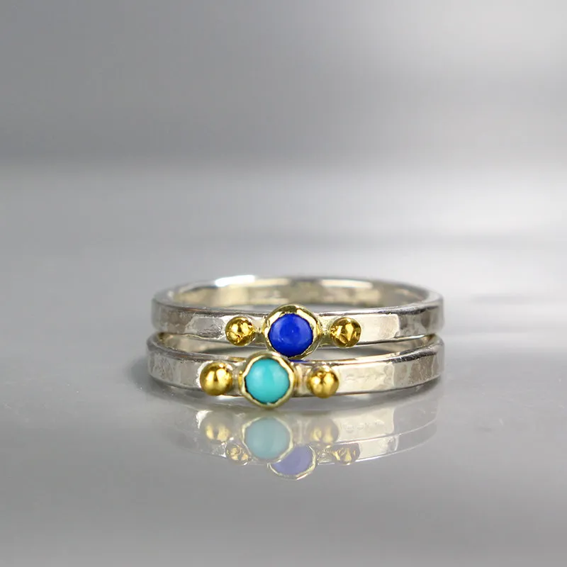 Turquoise Lapis Silver Stacking Ring