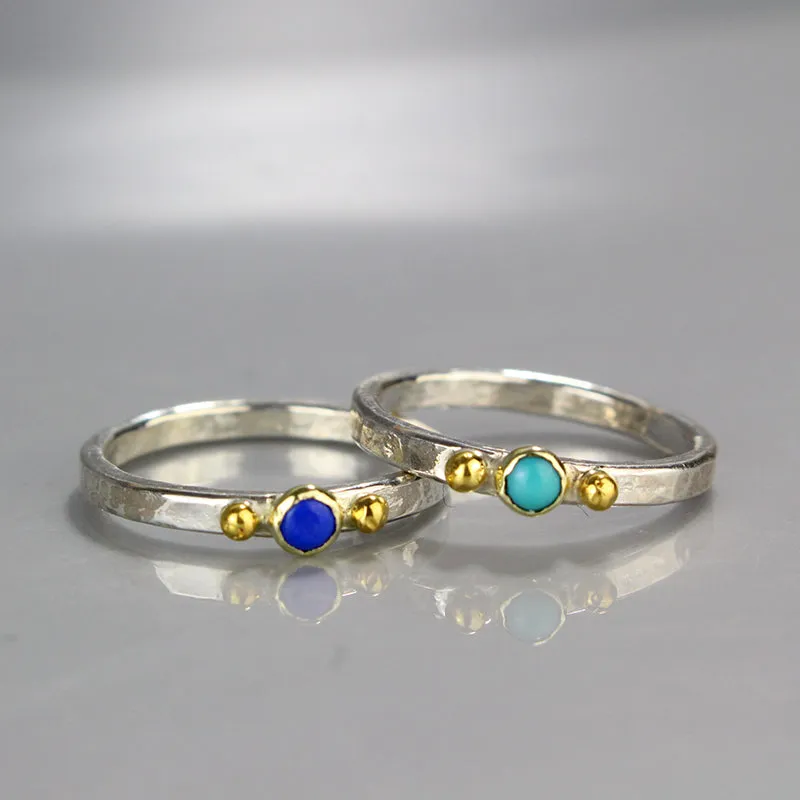 Turquoise Lapis Silver Stacking Ring