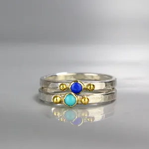 Turquoise Lapis Silver Stacking Ring