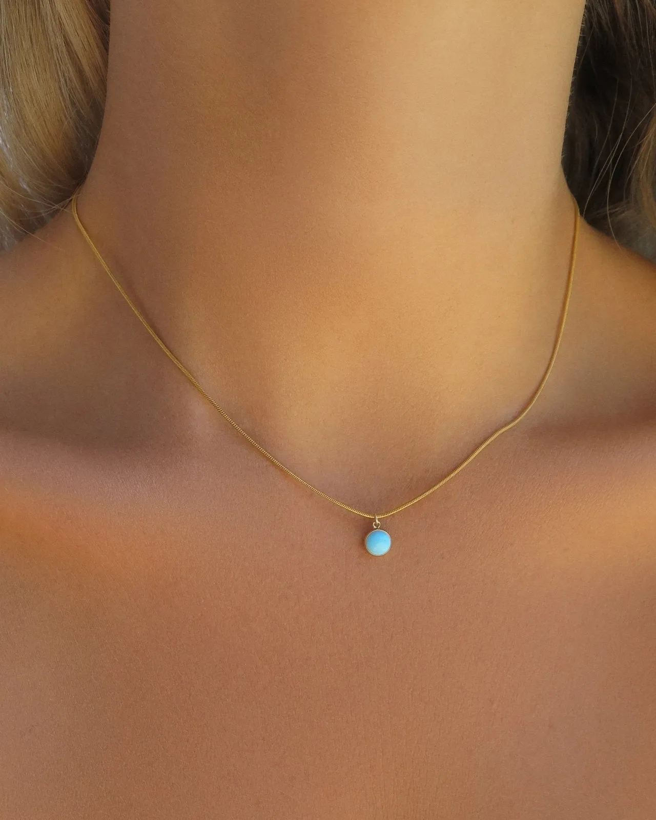 Turquoise Snake Necklace  - 14k Yellow Gold Fill