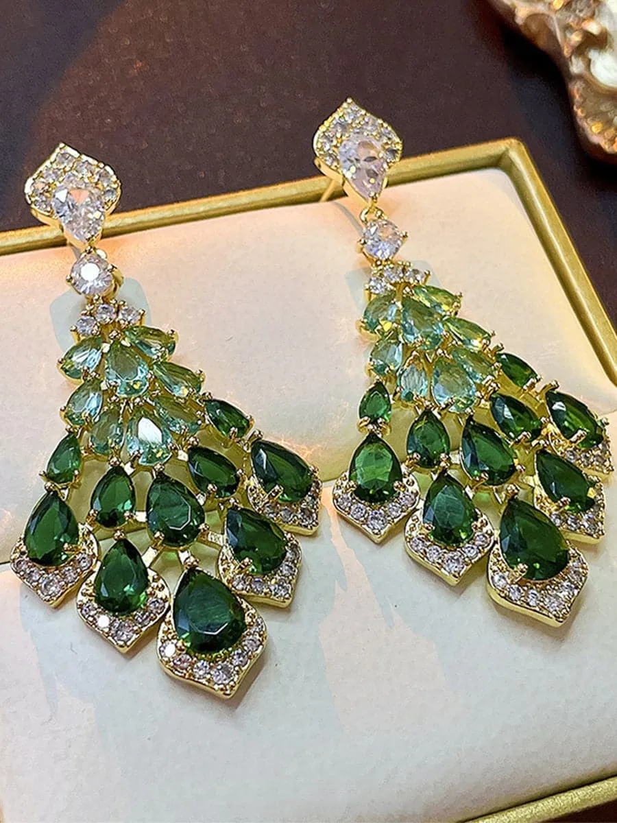 Vintage Green Zircon Earrings MSE00140