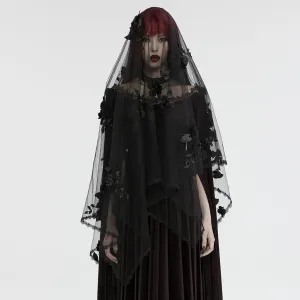 Women's Gothic Floral Splice Mesh Veil