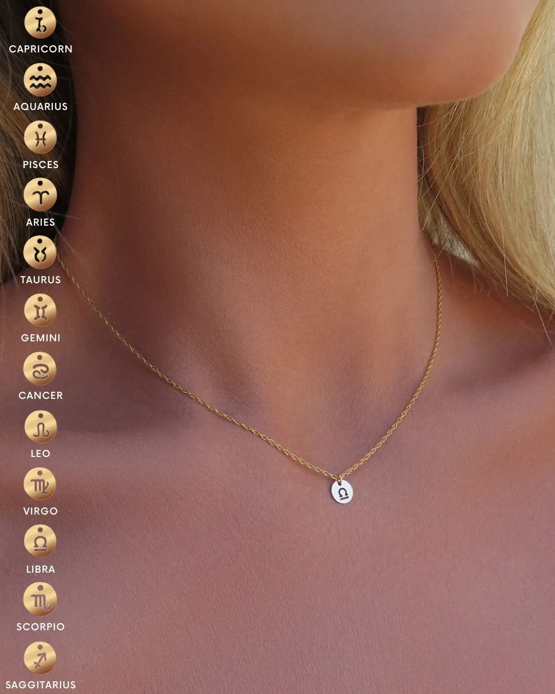 Zodiac Rope Chain Necklace  - 14k Yellow Gold Fill